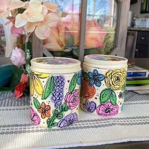 Floral Hand Painted Jars